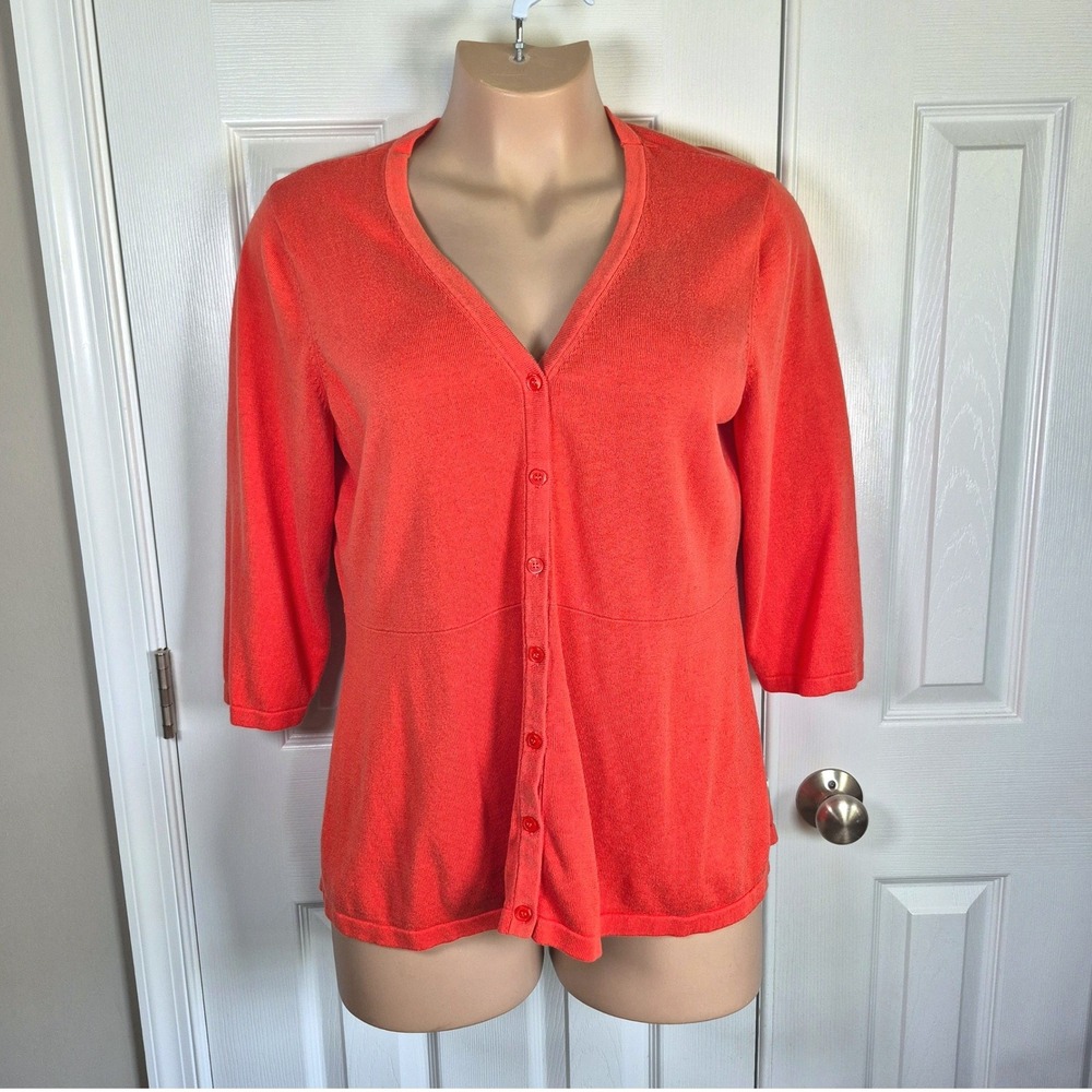 Isaac Mizrahi Live orange button down cardigan sweater women's XL